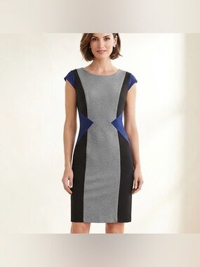 London Times Color Block Bodycon Sheath Dress Size 8